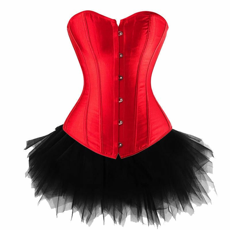 Satin Corset with Black Tutu Skirt Set