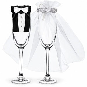 Bride & Groom Champagne Flutes Set