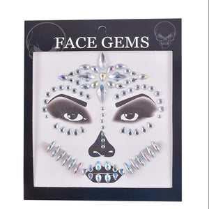 Black and White Skeleton face gems