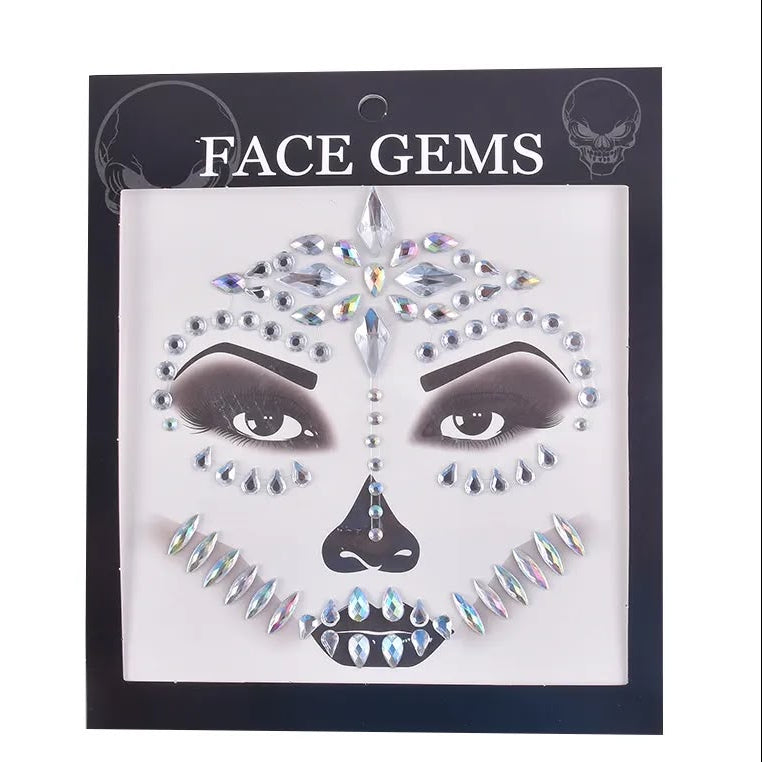 Black and White Skeleton face gems