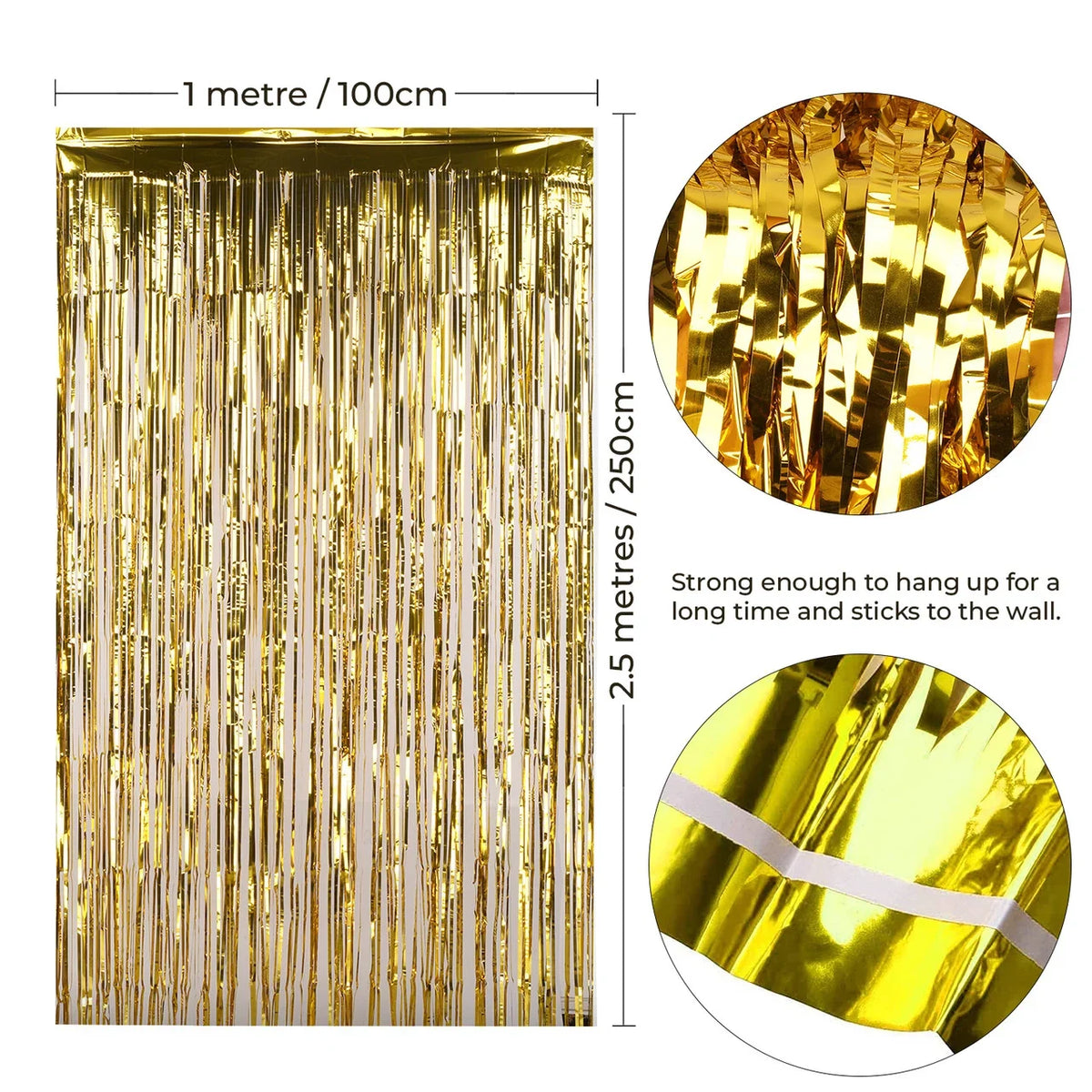 Gold metallic party curtain
