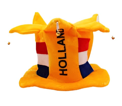 Dutch Soccer Fan Novelty Orange Hat with Jingle Bells & Netherlands Flag Colors