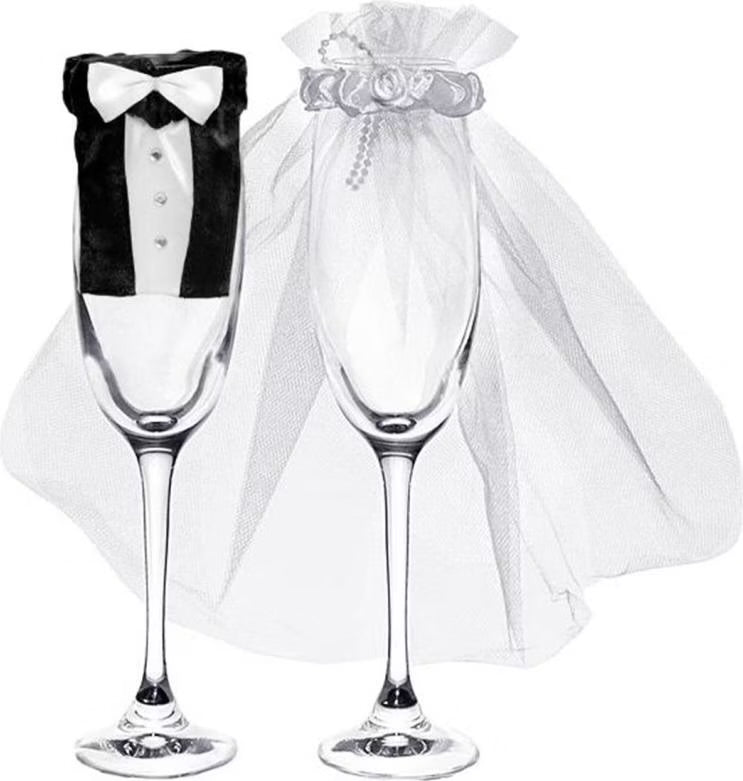 Bride & Groom Champagne Flutes Set