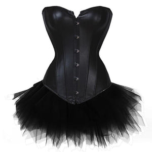 Satin Corset with Black Tutu Skirt Set