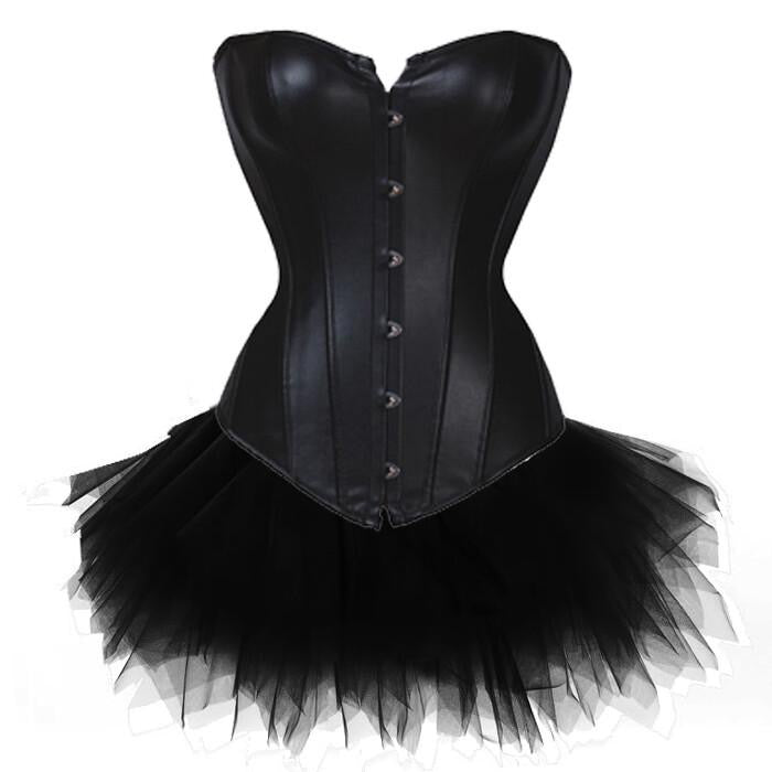 Satin Corset with Black Tutu Skirt Set