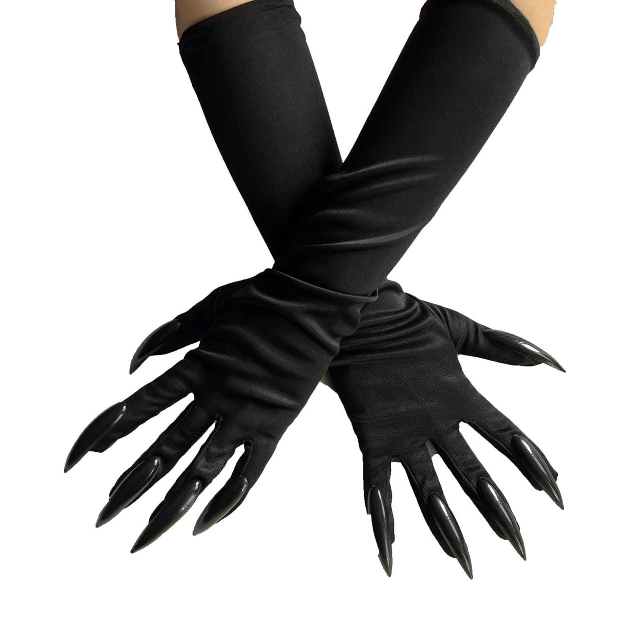 Long Black Gloves with Nails