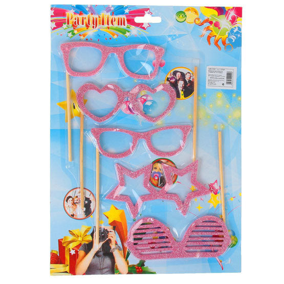 Pink Glitter Glasses Photo Props Set