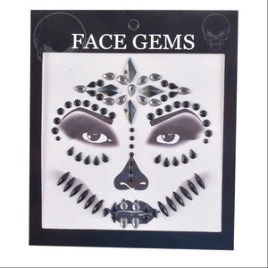 Black and White Skeleton face gems