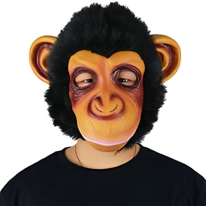 Realistic monkey latex costume mask with faux fur