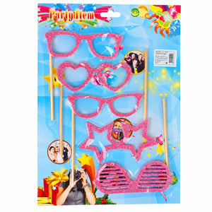 Pink Glitter Glasses Photo Props Set