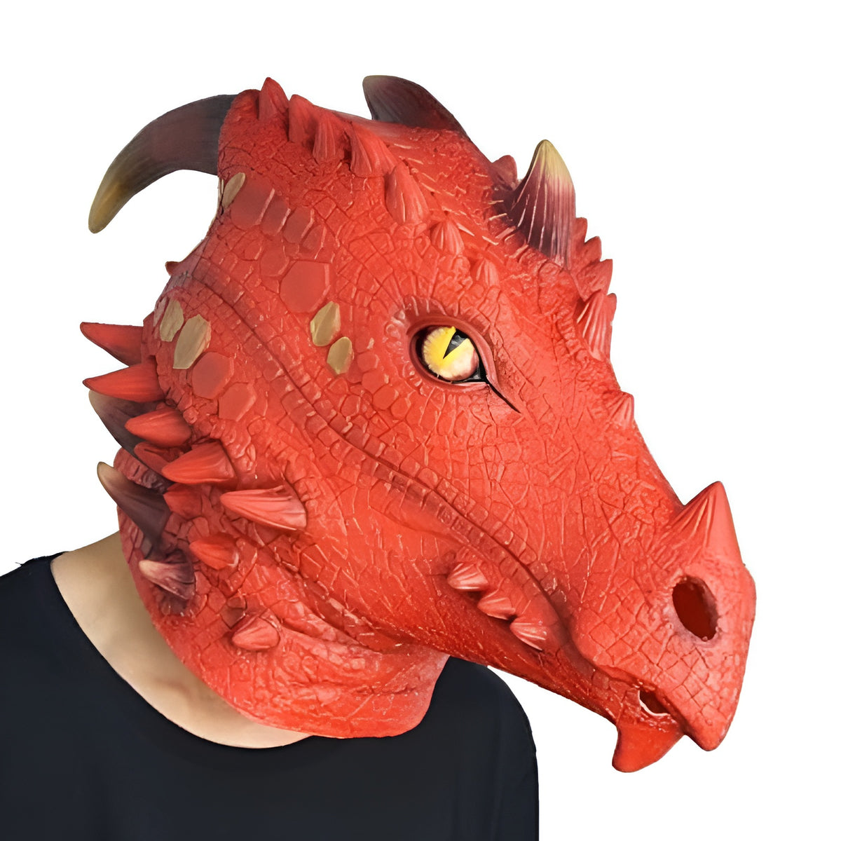 Red dragon latex full-head costume mask
