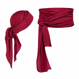 Wine Red Pirate Scarf and Sash Set