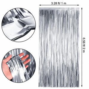 Silver Metallic Party Curtains