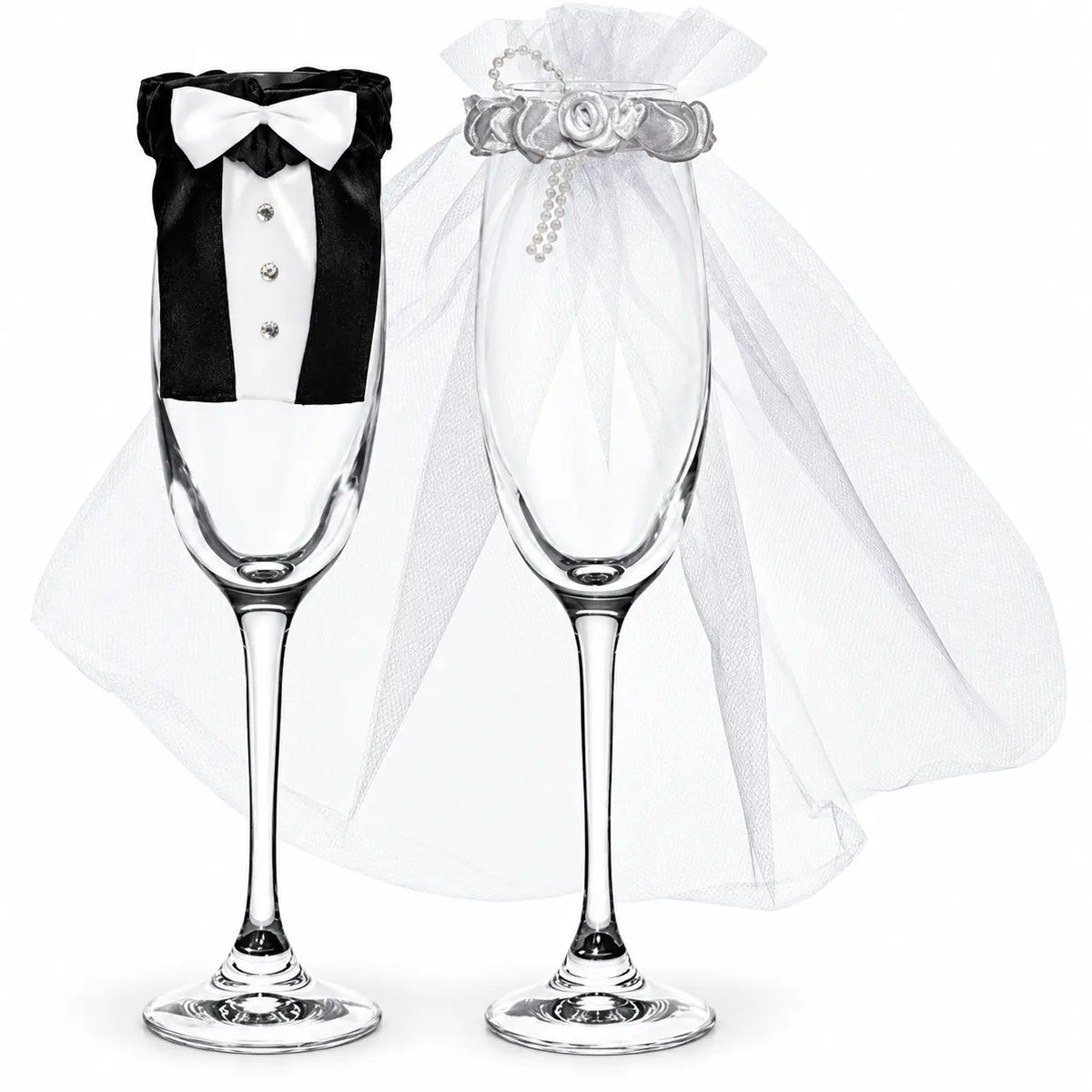 Bride & Groom Champagne Flutes Set