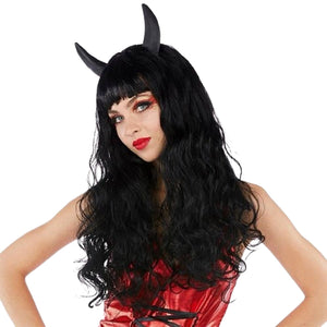 Black Hair Wig with Horns
