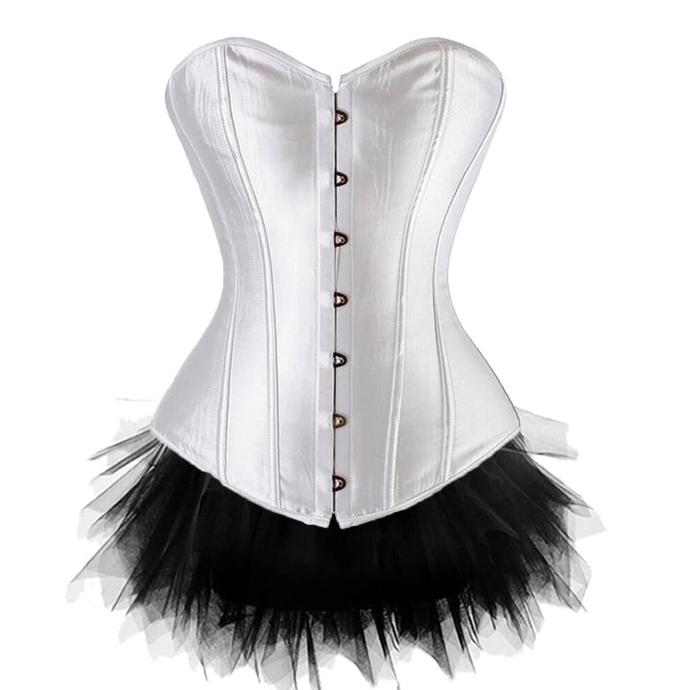 Satin Corset with Black Tutu Skirt Set