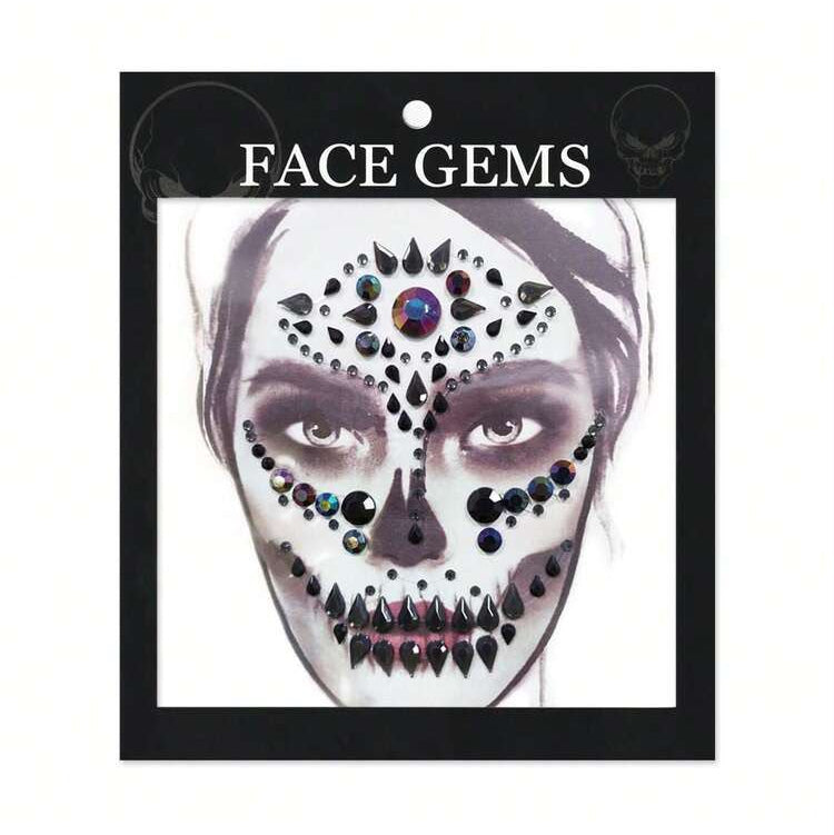 Black Skeleton Face Gems