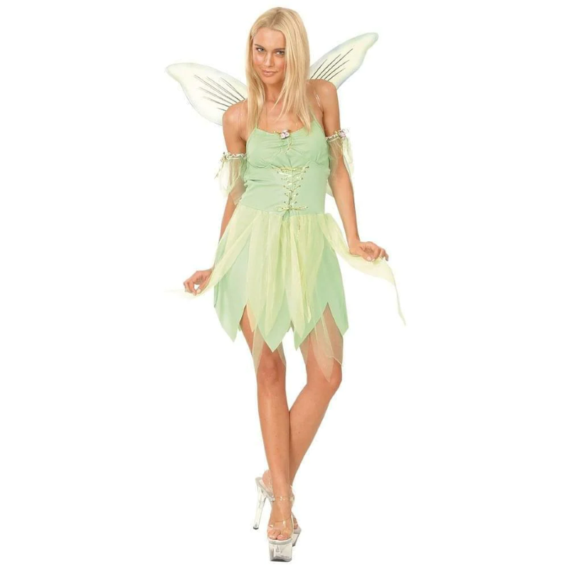 Enchanted Fairy Costume | Adult Women's Green Pixie Dress with Wings Yammine Halloween Enchanted Fairy Costume | Adult Women's Green Pixie Dress with Wings Yammine Halloween