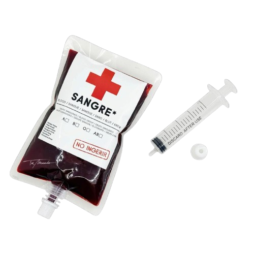 Halloween Fake Blood IV Bag Prop with Syringe