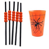 Orange Halloween spider web cup with spider graphic