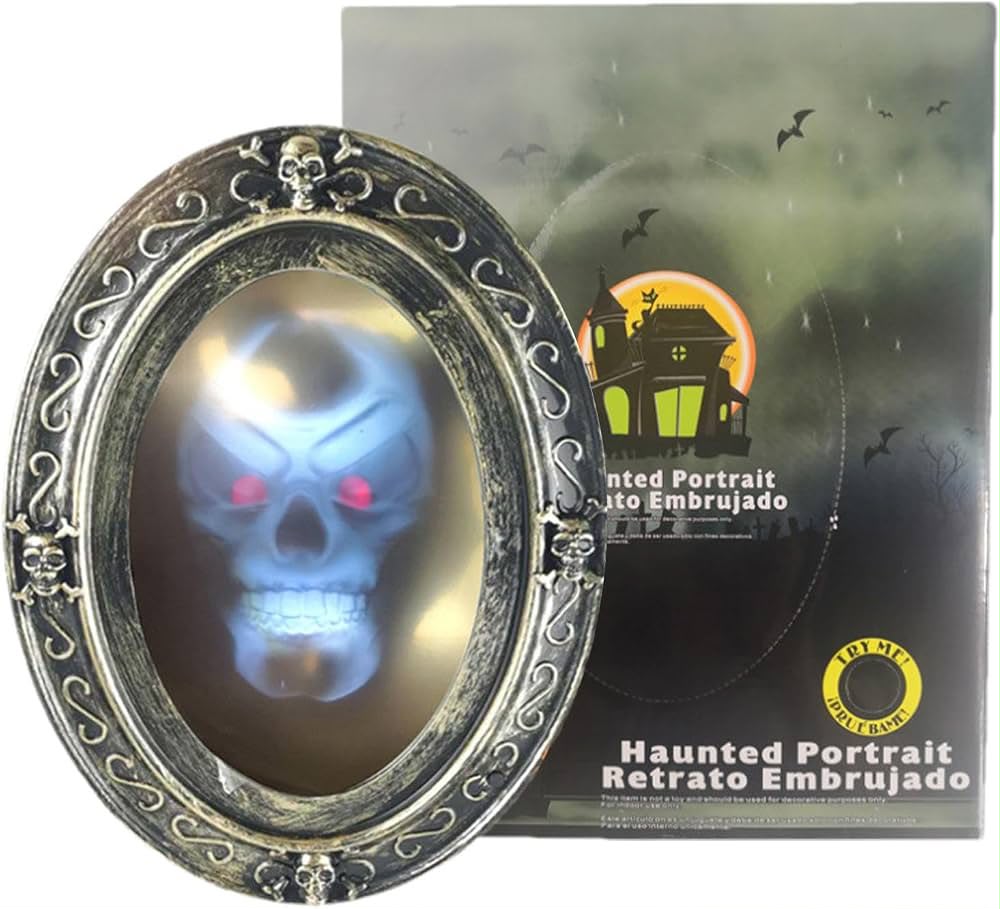 Motion-Activated Talking Haunted Skull Mirror