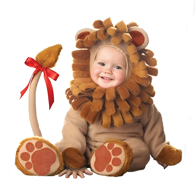 Baby lion costume with mane hood