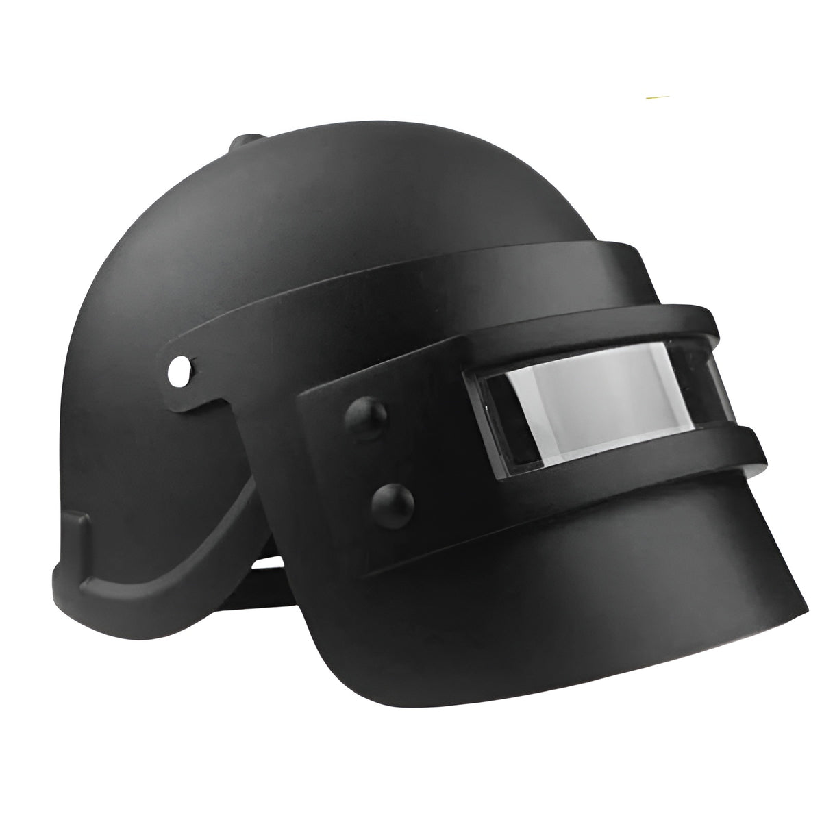 Black battle royale game-style cosplay helmet