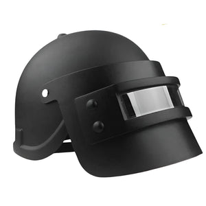 Black battle royale game-style cosplay helmet