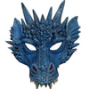 Blue dragon costume face mask with scales, horns and spikes
