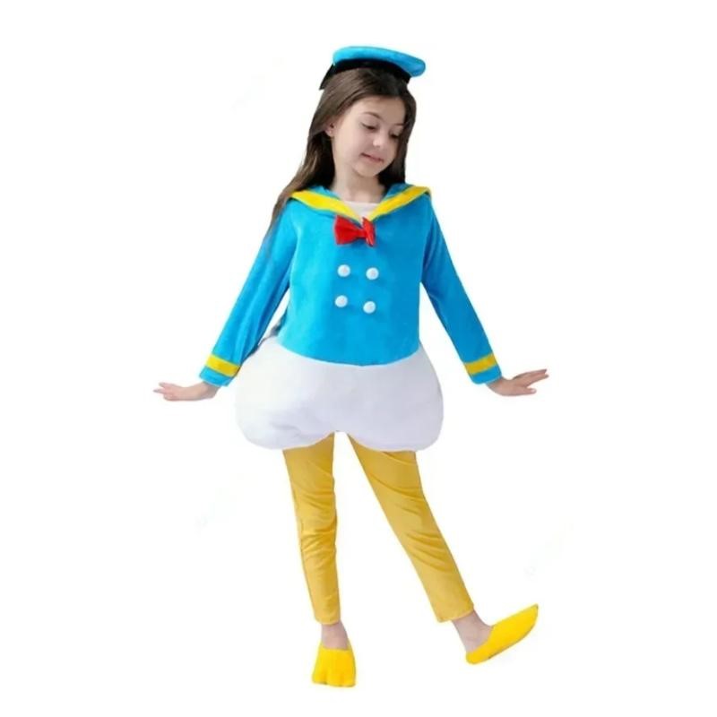 Donald Duck baby costume, blue top and yellow trousers