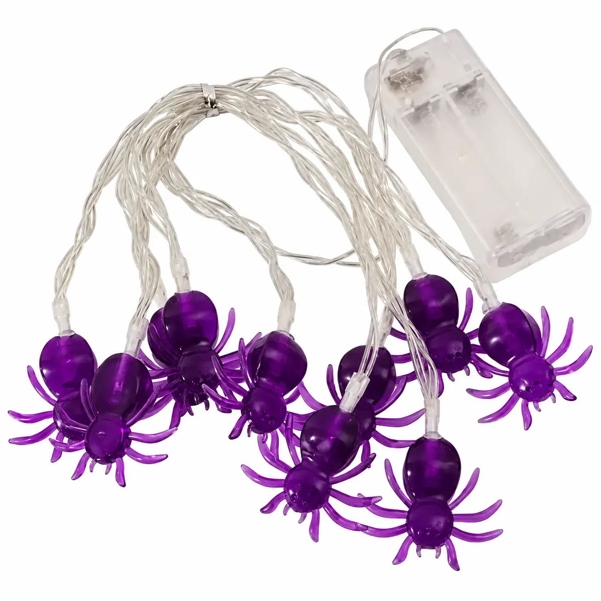 Purple Halloween Spider String Lights