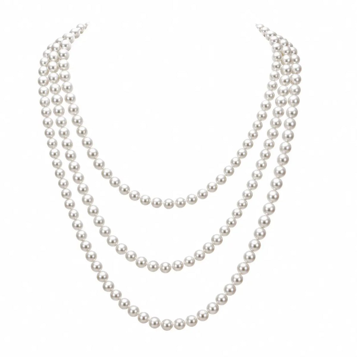 Three-Strand White Pearl Necklace Set