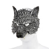 Grey werewolf costume face mask with sculpted fur texture and fangs