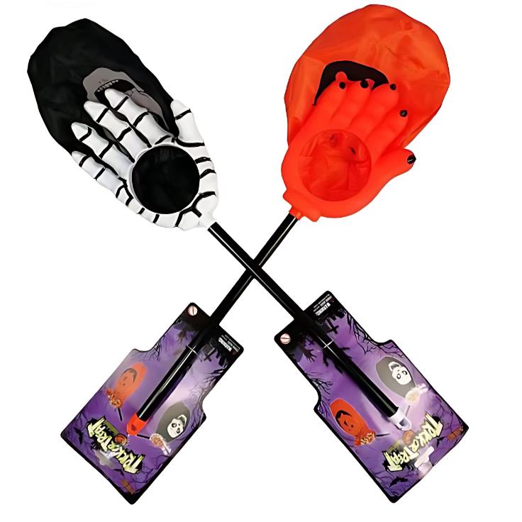 Halloween hand paddles in skeleton and pumpkin designs