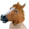 Funny brown horse head latex costume mask