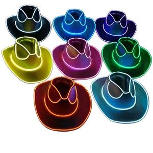 LED cowboy hats in assorted colors