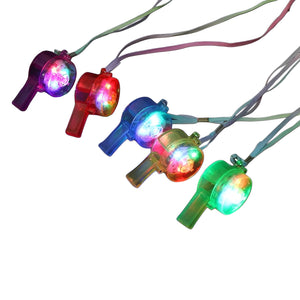 Light-up LED whistles in assorted colors