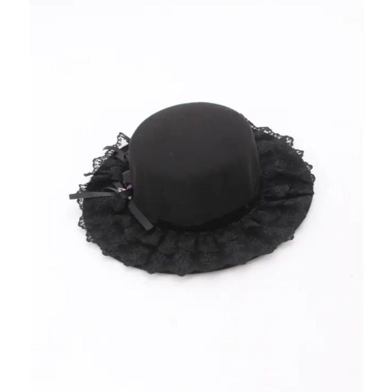 Black lace feather mini top hat hair clip