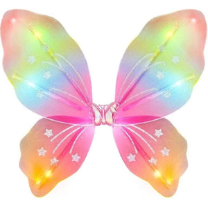 Multicolor translucent fairy wings illuminated with LED lights