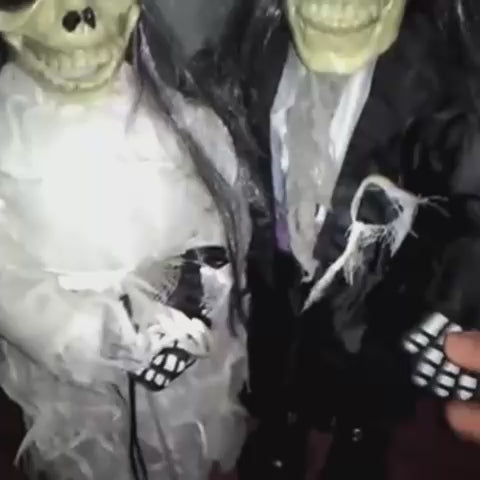 Animated Singing Skeleton Bride and Groom Halloween Prop