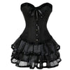 Black Lace Floral Corset Set
