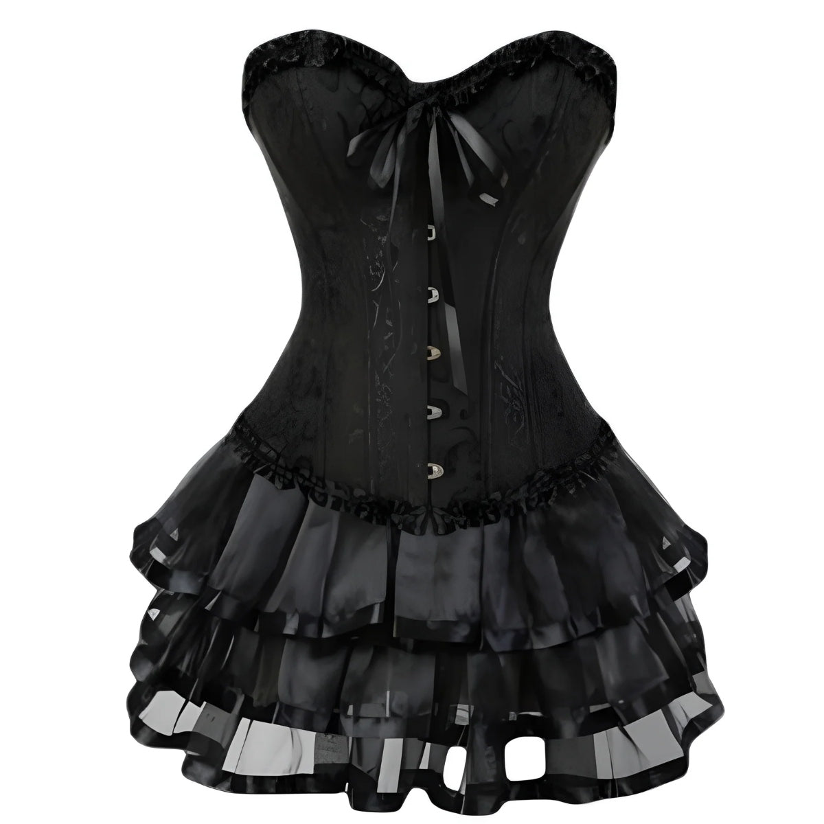 Black Lace Floral Corset Set