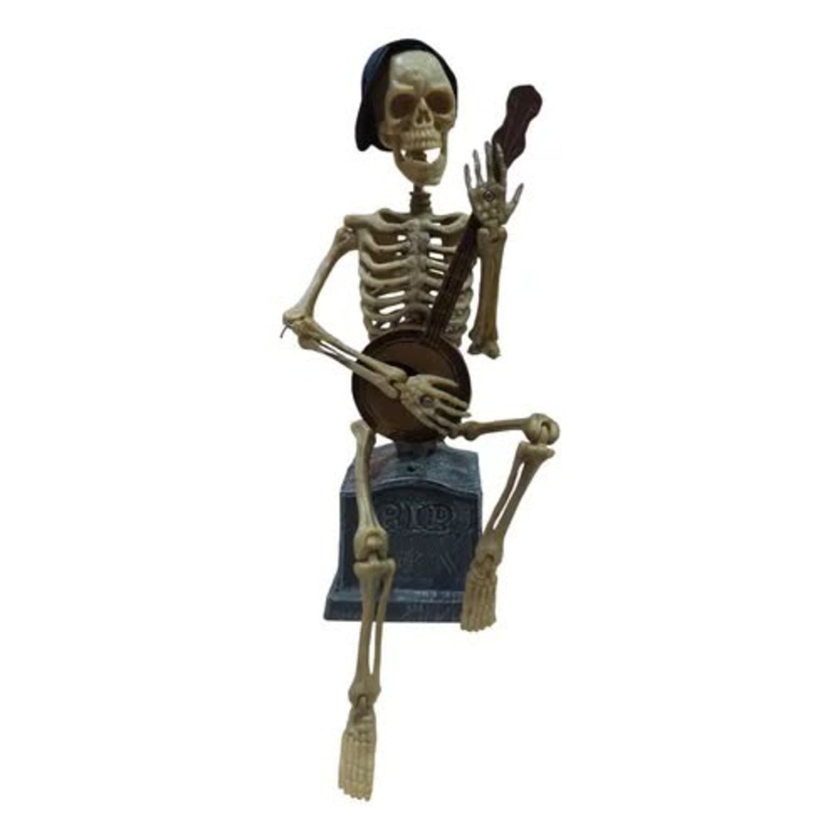 Animated Banjo-Playing Tombstone Skeleton Prop